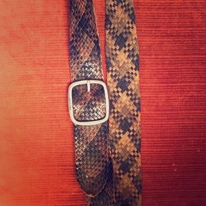 Calvin Klein brown and black leather braided belt